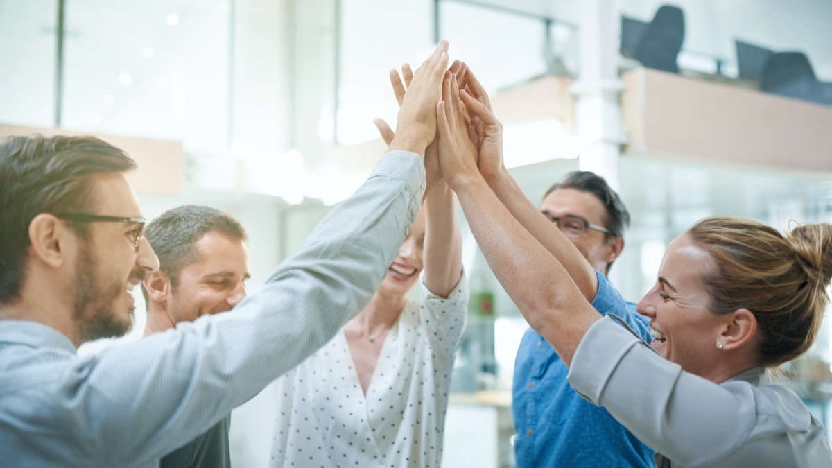 Colleagues celebrating as a group